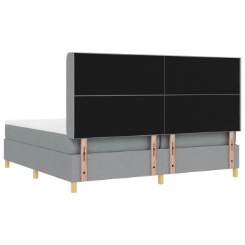 LED Boxspringbett mit Matratze Hellgrau 200x200 cm Stoff