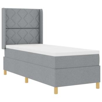 LED Boxspringbett mit Matratze Hellgrau 80x200 cm Stoff