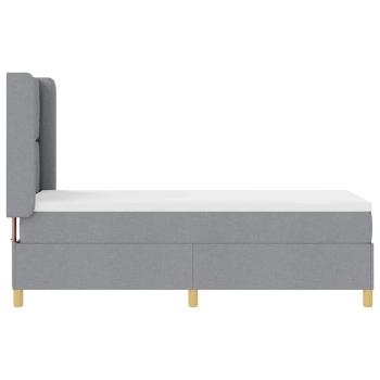 LED Boxspringbett mit Matratze Hellgrau 80x200 cm Stoff