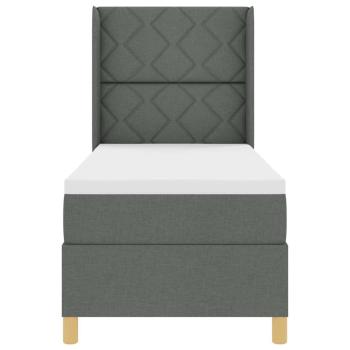 LED Boxspringbett mit Matratze Dunkelgrau 80x200 cm Stoff