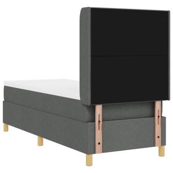 LED Boxspringbett mit Matratze Dunkelgrau 80x200 cm Stoff