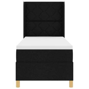LED Boxspringbett mit Matratze Schwarz 80x200 cm Stoff