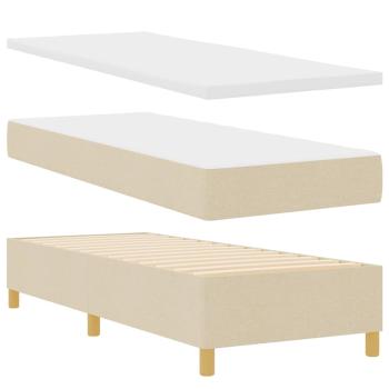 LED Boxspringbett mit Matratze Creme 80x200 cm Stoff