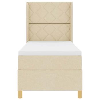 LED Boxspringbett mit Matratze Creme 80x200 cm Stoff