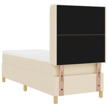 LED Boxspringbett mit Matratze Creme 80x200 cm Stoff