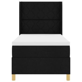 LED Boxspringbett mit Matratze Schwarz 100x200 cm Stoff