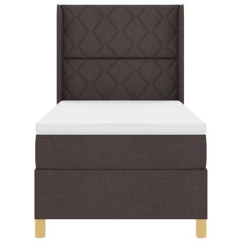 LED Boxspringbett mit Matratze Dunkelbraun 100x200 cm Stoff
