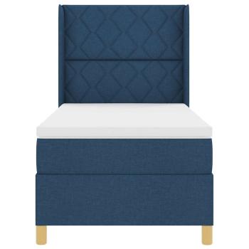 LED Boxspringbett mit Matratze Blau 100x200 cm Stoff