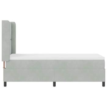 LED Boxspringbett mit Matratze Hellgrau 80x200 cm Samt