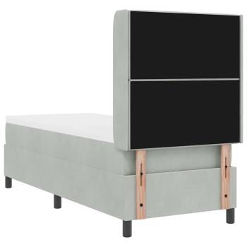 LED Boxspringbett mit Matratze Hellgrau 80x200 cm Samt