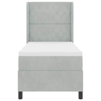 LED Boxspringbett mit Matratze Hellgrau 80x200 cm Samt