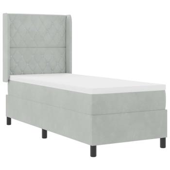 LED Boxspringbett mit Matratze Hellgrau 80x200 cm Samt