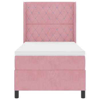 LED Boxspringbett mit Matratze Rosa 90x190 cm Samt