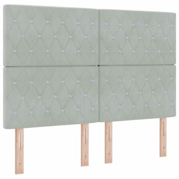 LED Boxspringbett mit Matratze Hellgrau 140x190 cm Samt