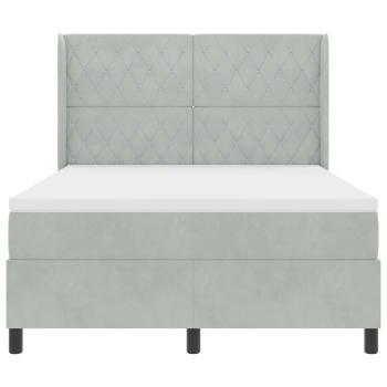 LED Boxspringbett mit Matratze Hellgrau 140x190 cm Samt