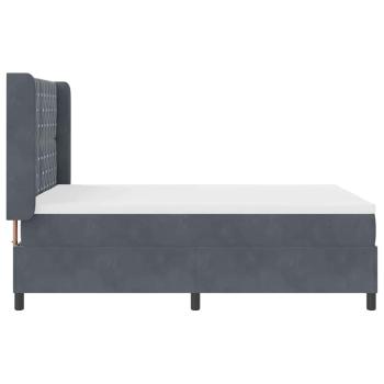 LED Boxspringbett mit Matratze Dunkelgrau 160x200 cm Samt