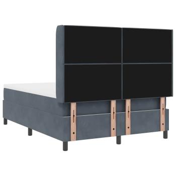 LED Boxspringbett mit Matratze Dunkelgrau 160x200 cm Samt
