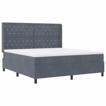 LED Boxspringbett mit Matratze Dunkelgrau 180x200 cm Samt