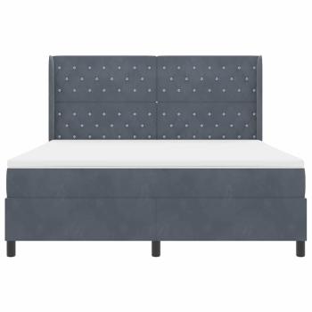 LED Boxspringbett mit Matratze Dunkelgrau 180x200 cm Samt