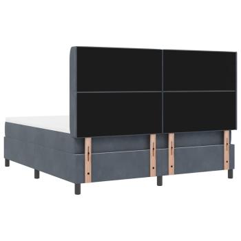 LED Boxspringbett mit Matratze Dunkelgrau 180x200 cm Samt