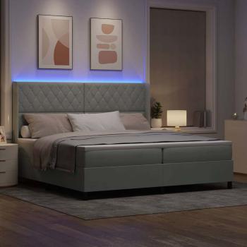 LED Boxspringbett mit Matratze Hellgrau 200x200 cm Samt