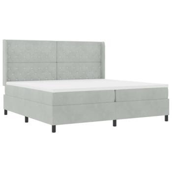 LED Boxspringbett mit Matratze Hellgrau 200x200 cm Samt