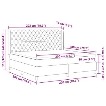 LED Boxspringbett mit Matratze Hellgrau 200x200 cm Samt