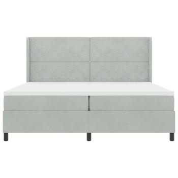 LED Boxspringbett mit Matratze Hellgrau 200x200 cm Samt