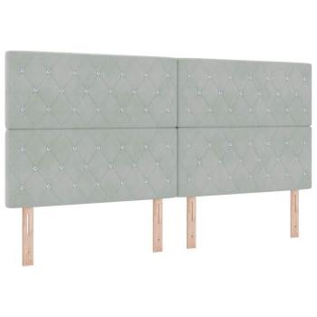 LED Boxspringbett mit Matratze Hellgrau 200x200 cm Samt