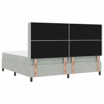 LED Boxspringbett mit Matratze Hellgrau 200x200 cm Samt