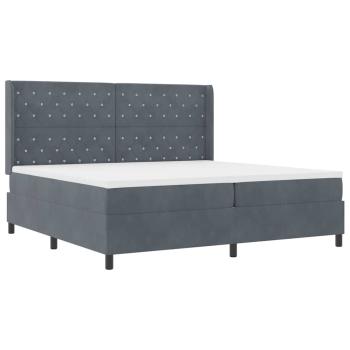 LED Boxspringbett mit Matratze Dunkelgrau 200x200 cm Samt