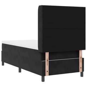 LED Boxspringbett mit Matratze Schwarz 100x200 cm Samt