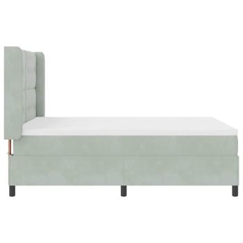LED Boxspringbett mit Matratze Hellgrau 140x200 cm Samt