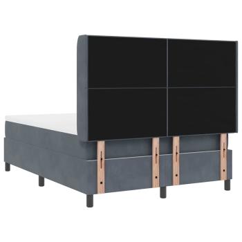 LED Boxspringbett mit Matratze Dunkelgrau 160x200 cm Samt