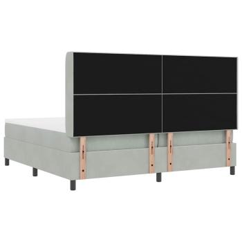 ARDEBO.de - LED Boxspringbett mit Matratze Hellgrau 200x200 cm Samt