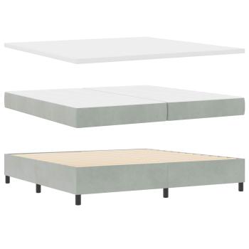 LED Boxspringbett mit Matratze Hellgrau 200x200 cm Samt