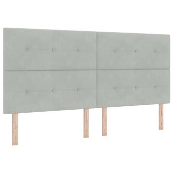 LED Boxspringbett mit Matratze Hellgrau 200x200 cm Samt
