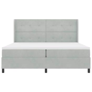LED Boxspringbett mit Matratze Hellgrau 200x200 cm Samt