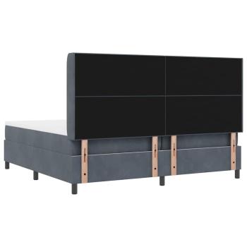 LED Boxspringbett mit Matratze Dunkelgrau 200x200 cm Samt