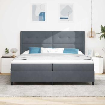 LED Boxspringbett mit Matratze Dunkelgrau 200x200 cm Samt