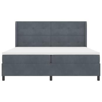 LED Boxspringbett mit Matratze Dunkelgrau 200x200 cm Samt
