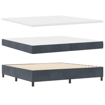 LED Boxspringbett mit Matratze Dunkelgrau 200x200 cm Samt
