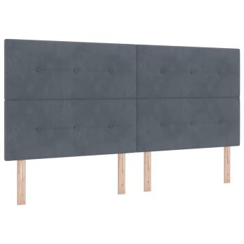 LED Boxspringbett mit Matratze Dunkelgrau 200x200 cm Samt