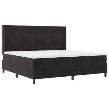 LED Boxspringbett mit Matratze Schwarz 200x200 cm Samt