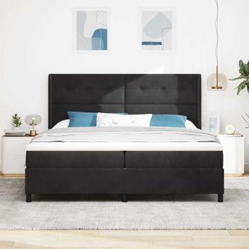 LED Boxspringbett mit Matratze Schwarz 200x200 cm Samt