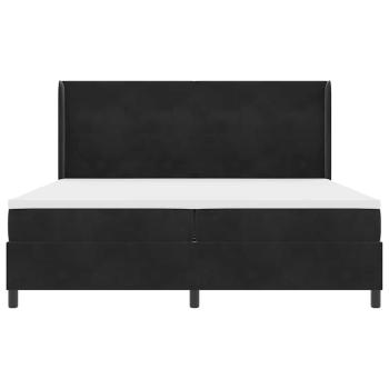LED Boxspringbett mit Matratze Schwarz 200x200 cm Samt