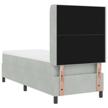 LED Boxspringbett mit Matratze Hellgrau 80x200 cm Samt
