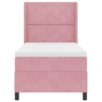 LED Boxspringbett mit Matratze Rosa 90x200 cm Samt