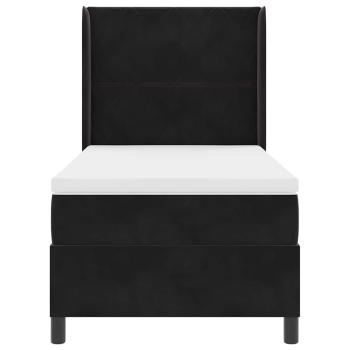 LED Boxspringbett mit Matratze Schwarz 100x200 cm Samt