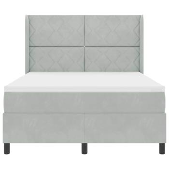 LED Boxspringbett mit Matratze Hellgrau 140x200 cm Samt